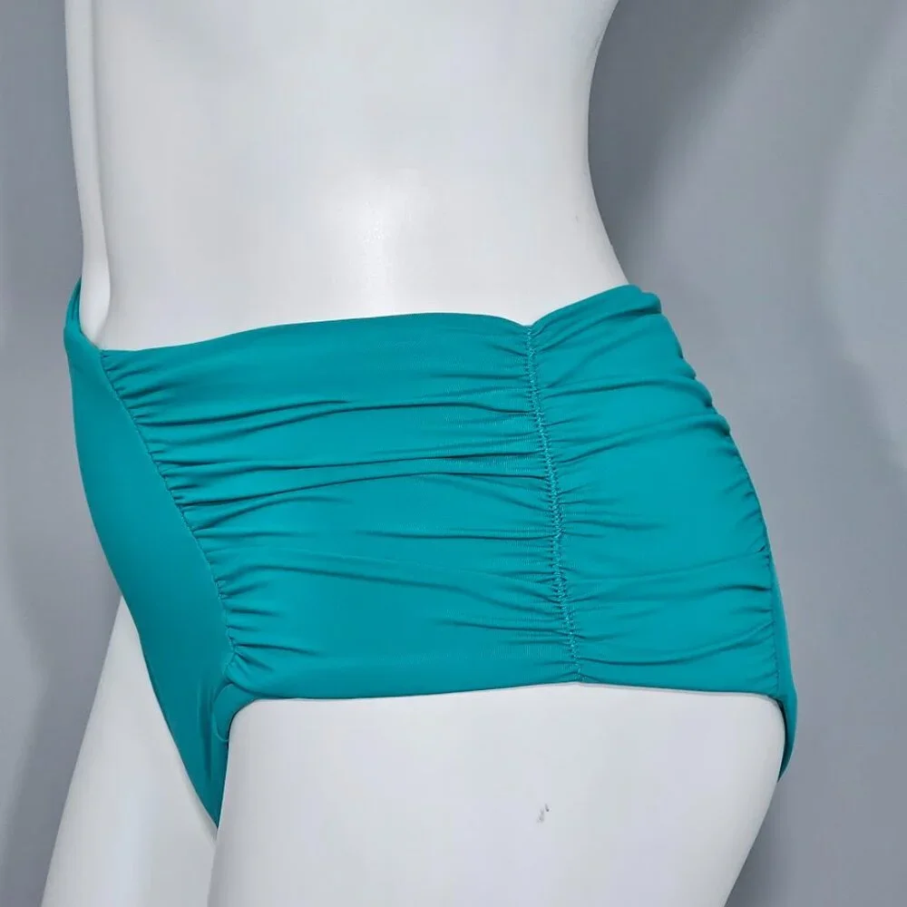 Becca Ruched High-Waist Bikini Bottoms - Picture 3 of 9
